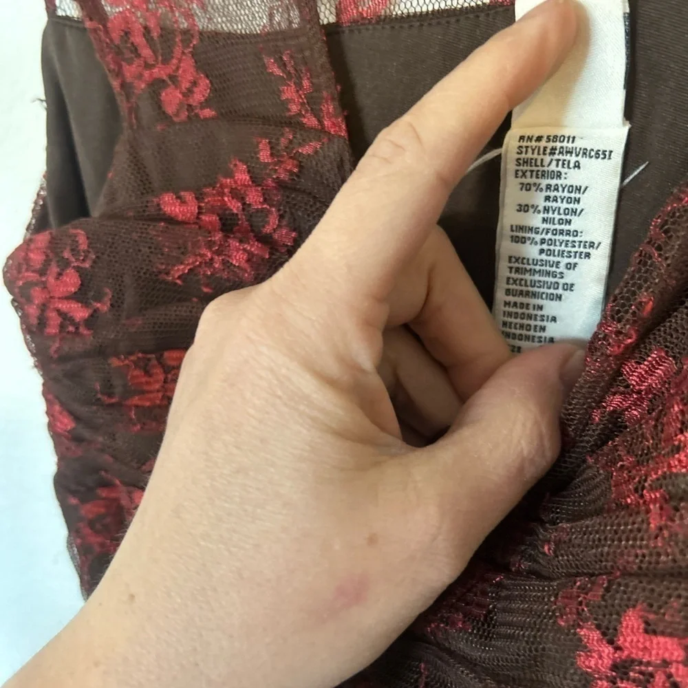 Sangria Fit And Flare Brown & Red Floral
Lace Corset Bodice Dress Size 10 - Picture 5 of 6
